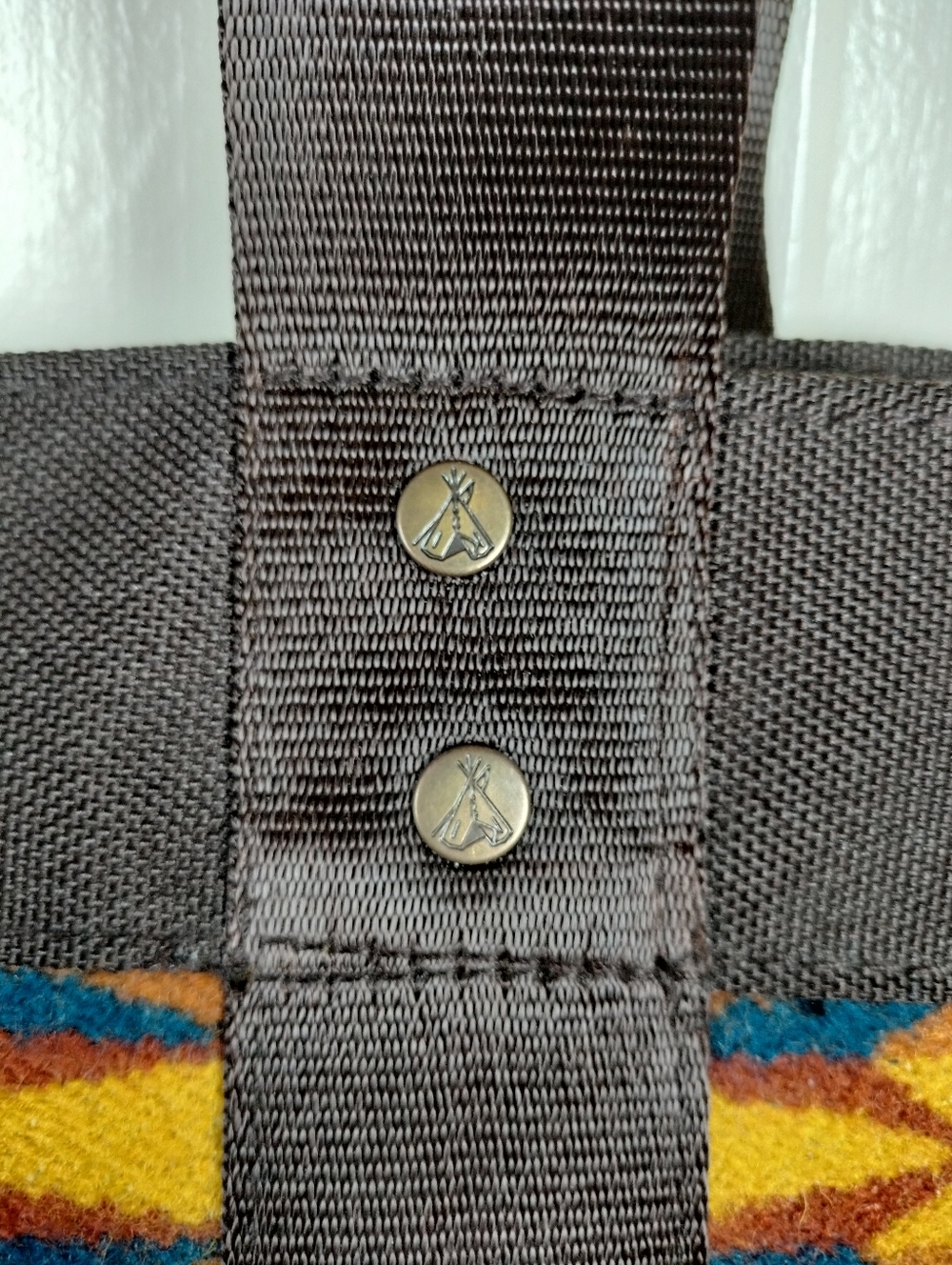 Pendleton Chief Joseph Wool Snap Tote Bag Turquoise Brown Southwest Aztec Boho - Picture 12 of 13